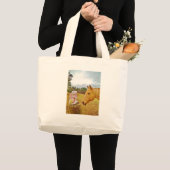 Witte konijn en Gele Paarden Grote Tote Bag (Voorkant (product))