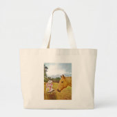 Witte konijn en Gele Paarden Grote Tote Bag (Voorkant)