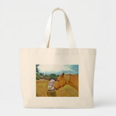 Witte konijn en Gele Paarden Grote Tote Bag (Voorkant)