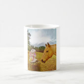 Witte konijn en Gele Paarden Koffiemok (Center)