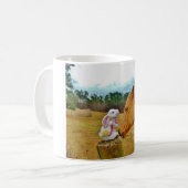 Witte konijn en Gele Paarden Koffiemok (Voorkant links)