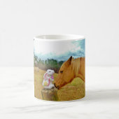 Witte konijn en Gele Paarden Koffiemok (Center)