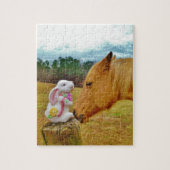 Witte konijn en Gele Paarden Legpuzzel (Verticaal)