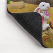 Witte konijn en Gele Paarden Muismat (Hoek)