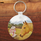 Witte konijn en Gele Paarden Sleutelhanger (Voorkant)