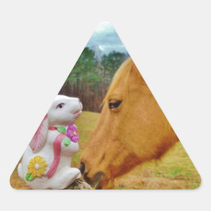 Witte konijn en Gele Paarden Sticker
