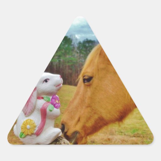 Witte konijn en Gele Paarden Sticker (Voorkant)
