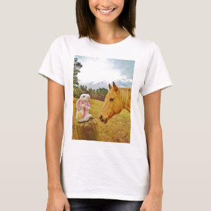 Witte konijn en Gele Paarden T-shirt