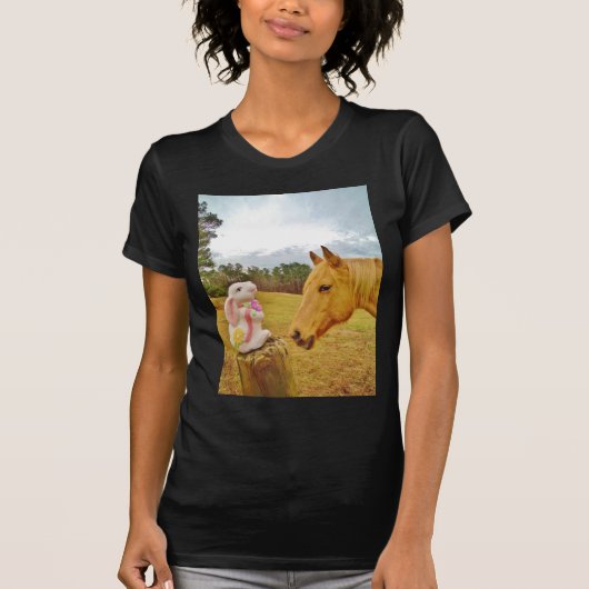 Witte konijn en Gele Paarden T-shirt (Voorkant)