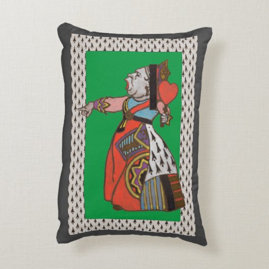 Witte konijn en hartenkoningin accent kussen (Achterkant (Verticaal))