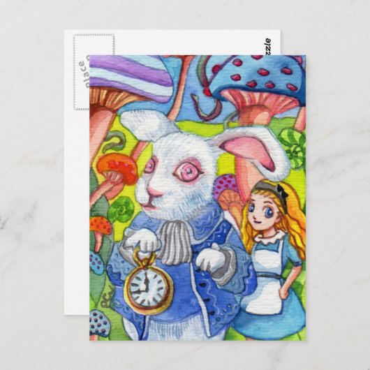 Witte konijn en mini Aliace Briefkaart (Voorkant / Achterkant)