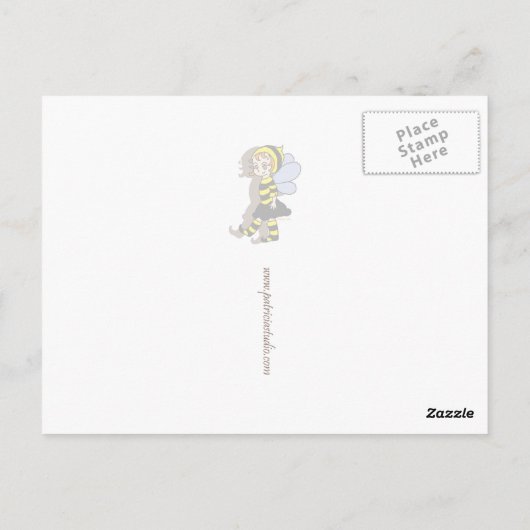 Witte konijn en mini Aliace Briefkaart (Achterkant)