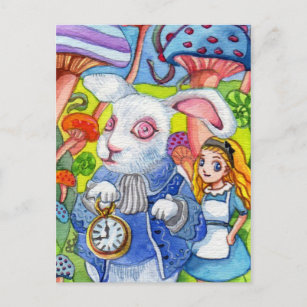 Witte konijn en mini Aliace Briefkaart