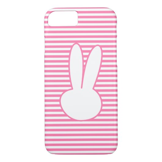 Witte konijn en roze strepen Case-Mate iPhone case (Achterkant)