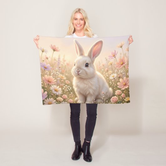 Witte Konijn Fleece Deken (In situ)