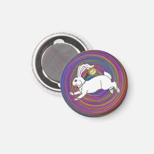 Witte Konijn Gekke Hoedenmaker Screwball Graphics Magneet (Voorkant / Achterkant)