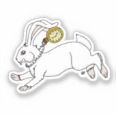 Witte Konijn Gekke Hoedenmaker Screwball Graphics Sticker (Voorkant)