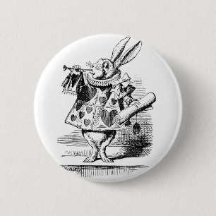 Witte konijn gekleed als Herald Ronde Button 5,7 Cm