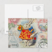 Witte Konijn Hartjes Alice Klassieker Briefkaart (Voorkant / Achterkant)