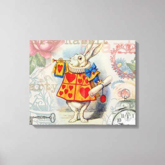 Witte Konijn Hartjes Alice Klassieker Canvas Afdruk (Voorkant)