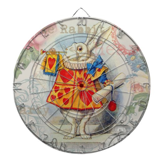 Witte Konijn Hartjes Alice Klassieker Dartbord (Voorkant)