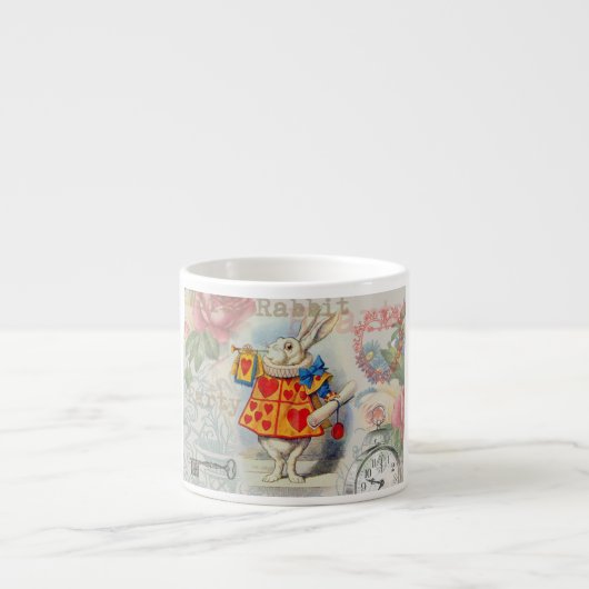 Witte Konijn Hartjes Alice Klassieker Espresso Kop (Voorkant)