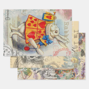 Witte Konijn Hartjes Alice Klassieker Inpakpapier Vel