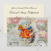 Witte Konijn Hartjes Alice Klassieker Kaart (Voorkant / Achterkant)