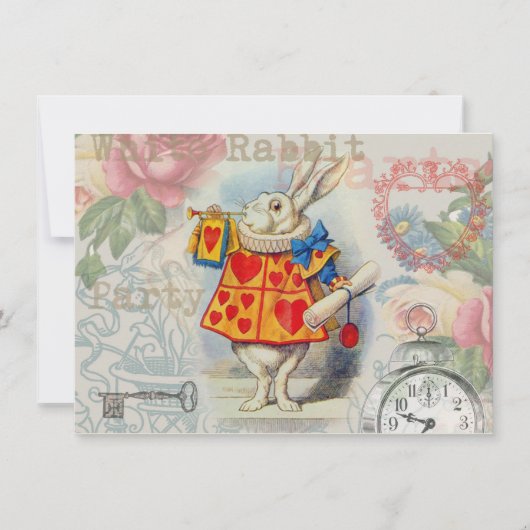 Witte Konijn Hartjes Alice Klassieker Kaart (Voorkant)