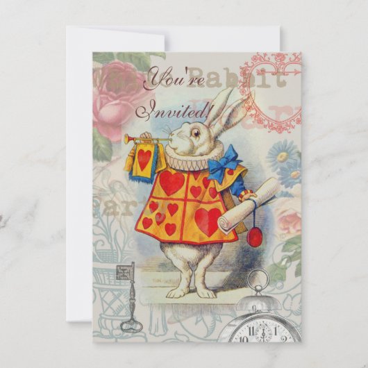 Witte Konijn Hartjes Alice Klassieker Kaart (Voorkant)