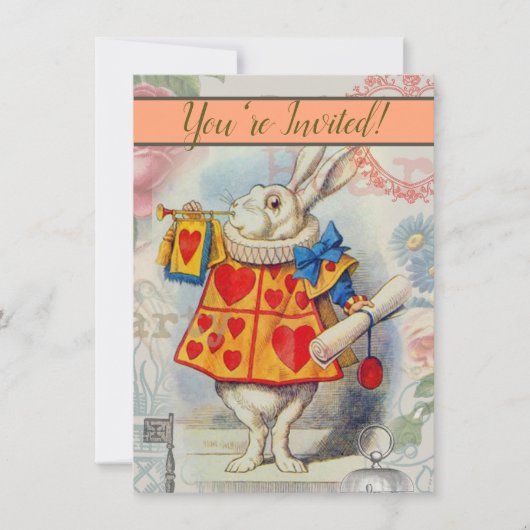 Witte Konijn Hartjes Alice Klassieker Kaart (Voorkant)