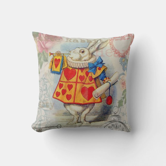 Witte Konijn Hartjes Alice Klassieker Kussen (Voorkant)
