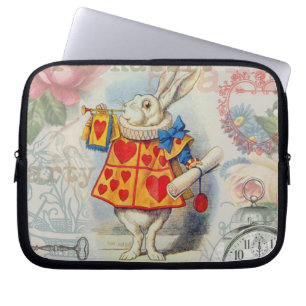 Witte Konijn Hartjes Alice Klassieker Laptop Sleeve