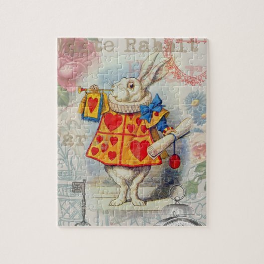 Witte Konijn Hartjes Alice Klassieker Legpuzzel (Verticaal)