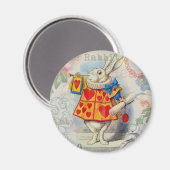 Witte Konijn Hartjes Alice Klassieker Magneet (Voorkant / Achterkant)