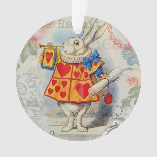 Witte Konijn Hartjes Alice Klassieker Ornament (voorkant)