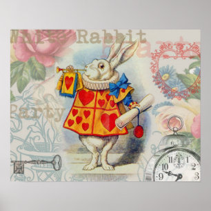 Witte Konijn Hartjes Alice Klassieker Poster