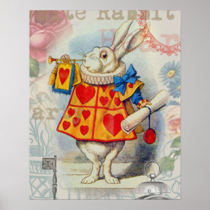 Witte Konijn Hartjes Alice Klassieker Poster