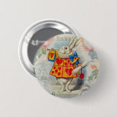 Witte Konijn Hartjes Alice Klassieker Ronde Button 5,7 Cm (Voorkant /achterkant)
