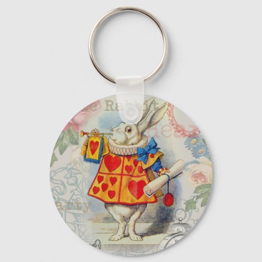 Witte Konijn Hartjes Alice Klassieker Sleutelhanger (Voorkant)