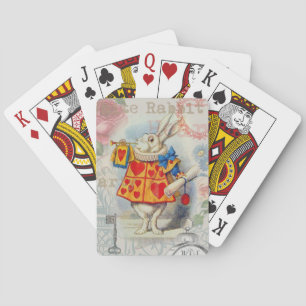 Witte Konijn Hartjes Alice Klassieker Speelkaarten