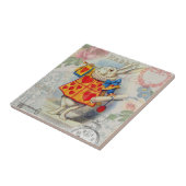 Witte Konijn Hartjes Alice Klassieker Tegeltje (Zijkant)