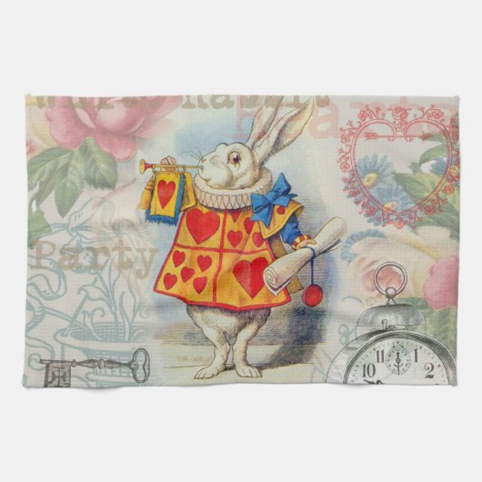 Witte Konijn Hartjes Alice Klassieker Theedoek (Horizontaal)