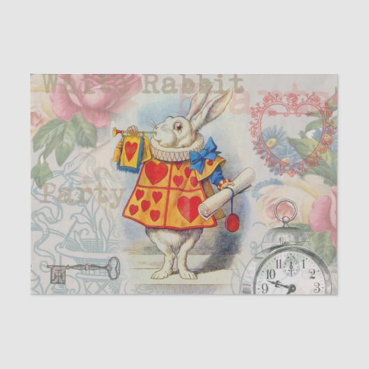 Witte Konijn Hartjes Alice Klassieker Tissuepapier (Voorkant)