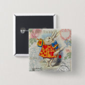 Witte Konijn Hartjes Alice Klassieker Vierkante Button 5,1 Cm (Voorkant /achterkant)