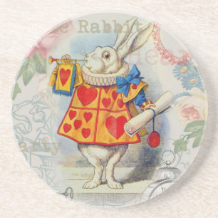 Witte Konijn Hartjes Alice Klassieker Zandsteen Onderzetter