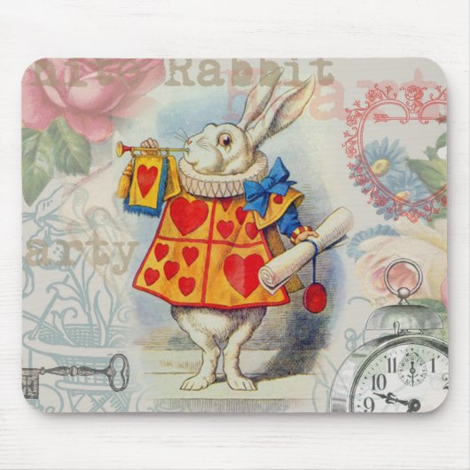 Witte Konijn Hartjes Alice Klassiekers Muismat (Voorkant)