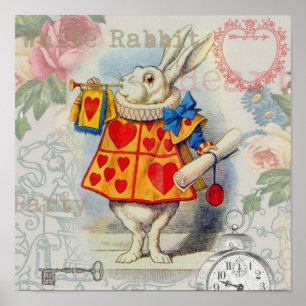 Witte Konijn Hartjes Alice Klassiekers Poster