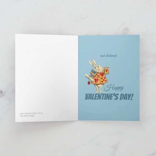 Witte Konijn heraldische kleur CC0676 Tenniel Vale Feestdagen Kaart (Binnen)