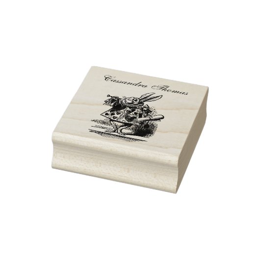 Witte Konijn Hof Herald Alice in Wonderland Naam Rubberstempel (Stempel)